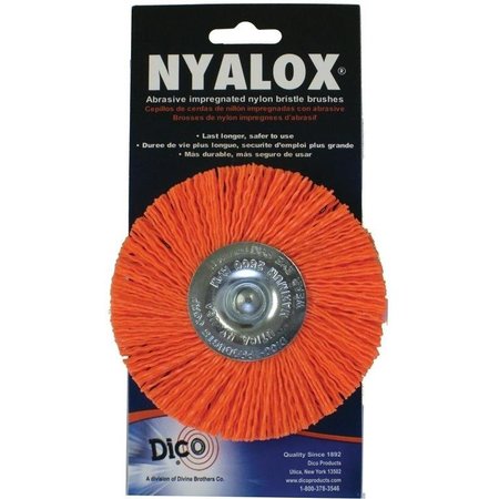 DICO 5417784 Mounted Wheel Brush, 4 in Dia, 14 in ArborShank, Nylon Bristle 541-778--4